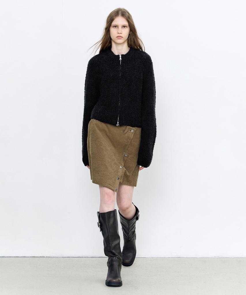 INSILENCE WOMEN Corduroy Asymmetrical Skirt Ash Brown