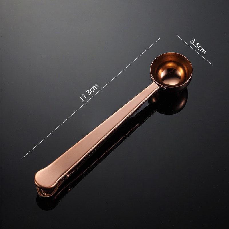 

Stainless Steel Coffee Scoop with Clip, Multi-Function Spoon Bag Sealing Clip for Coffee Beans and Tea Leaves рожевий колір золота