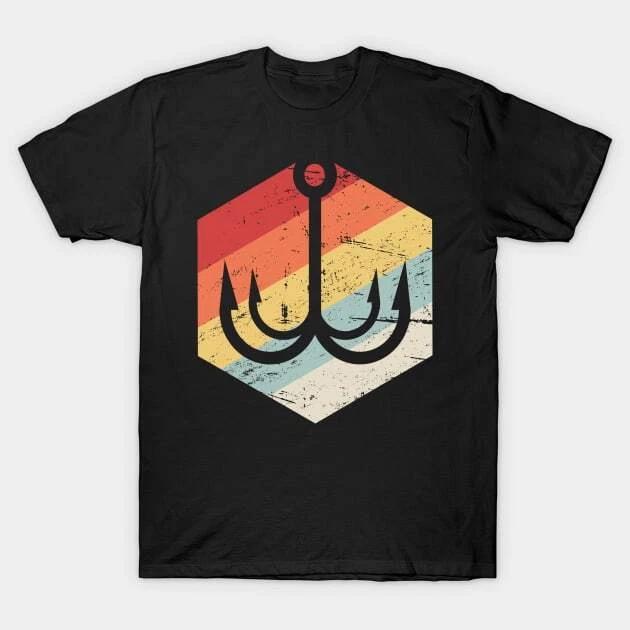 Retro 70s Bass Fishing Treble Hook Icon Made in Australia T-Shirt XL