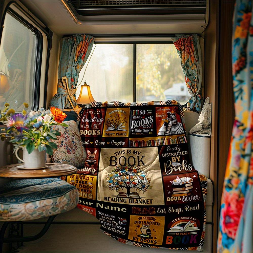 Book Lover Reading Tree Blanket Personalized Name Soft Comfortable Stylish Blanket Car Blanket Perfect For Travel Camping Outdoor Home Suitable For
