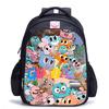 Zaino Scuola per Bambini, Testa Grande Gatto Blu Forrest Gump Scuola di Animazione, Tessuto Oxford Nero Resistente allo Sporco Grande Capacità.