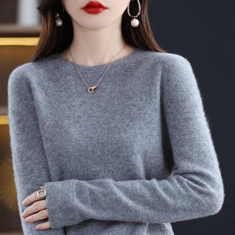 Kashmirtröja för kvinnor Qinghe kashmir 30% kashmir 70% ull Damtröja i höst och vinter i kashmir mjuk och varm