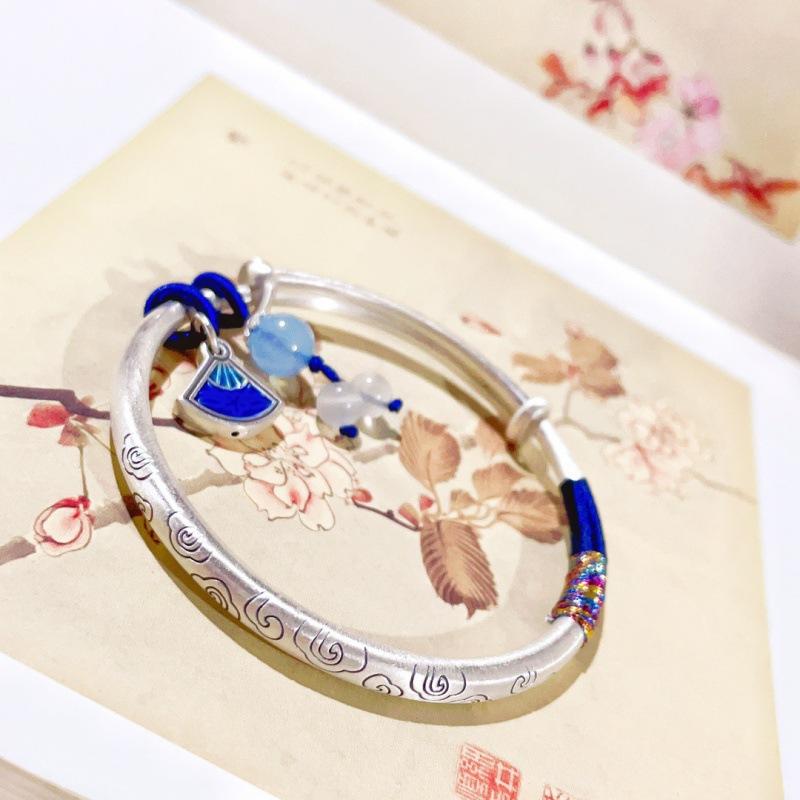 Zuyin 999.9 Nový Pečený Modrý Ruyi Xiangyun Tkaný Doplnkový Náramok China-Chic Náramok pre Priateľku na Valentína