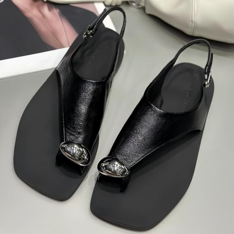 

Fashion Concise Clip Toe Buckle Strap Sandals Woman Summer Elegant Pu Leather Flat Gladiator Shoes Ladies Casual Brand Design Flip Flops 37 чёрный