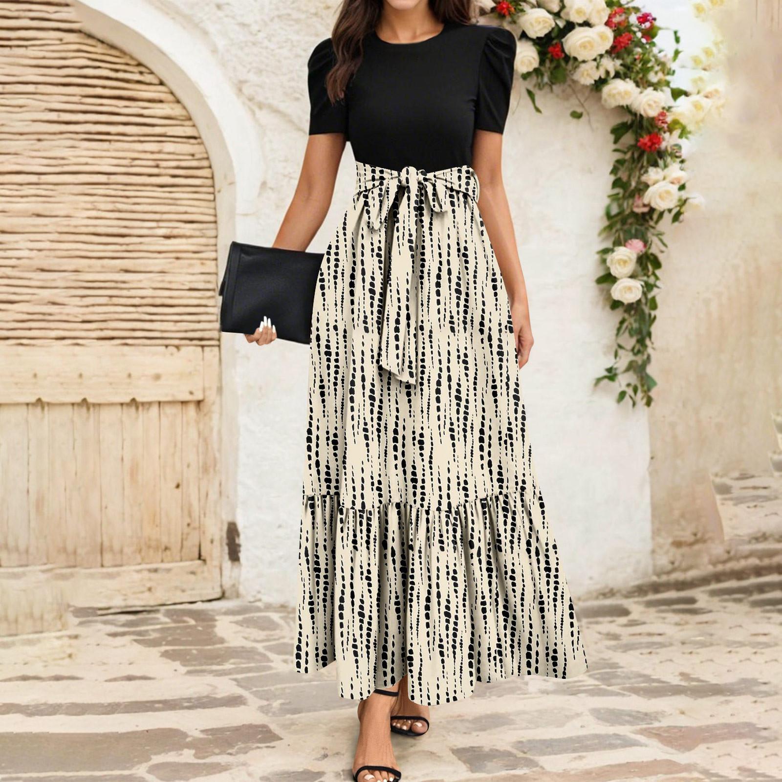 Women s Floral Print High Waist Fashionable And Elegant Dress L