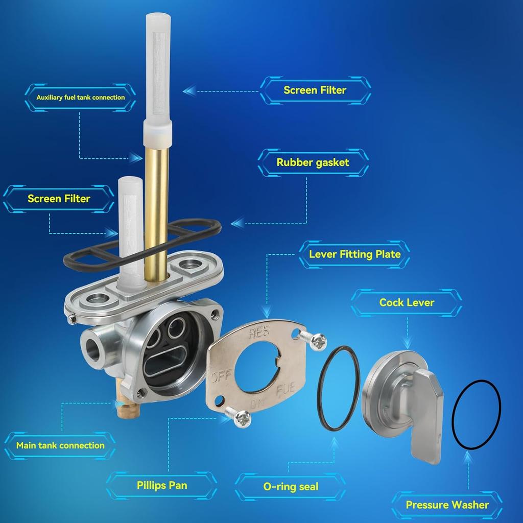 Fuel Valve Petcock Kit For Yamaha Big Bear 350 1987-1999 Kodiak 400 4WD 1993-1999 YZ125X - YZ250X 2016-