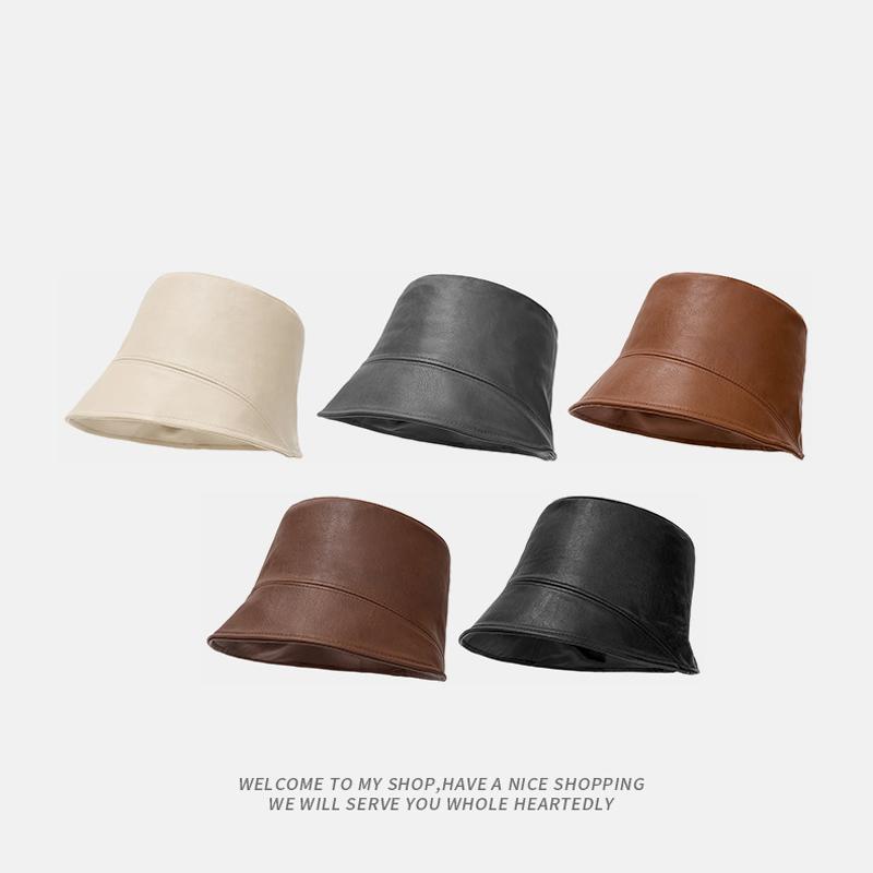 Unisex kapelusz typu bucket ze skóry PU - Stylowy, jednokolorowy kapelusz rybacki do noszenia na co dzień/w mieście (4 opcje kolorów)