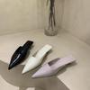 Baotou half slippers women wear pointed high heels thick heels cool slippers women's new summer high heels slippers