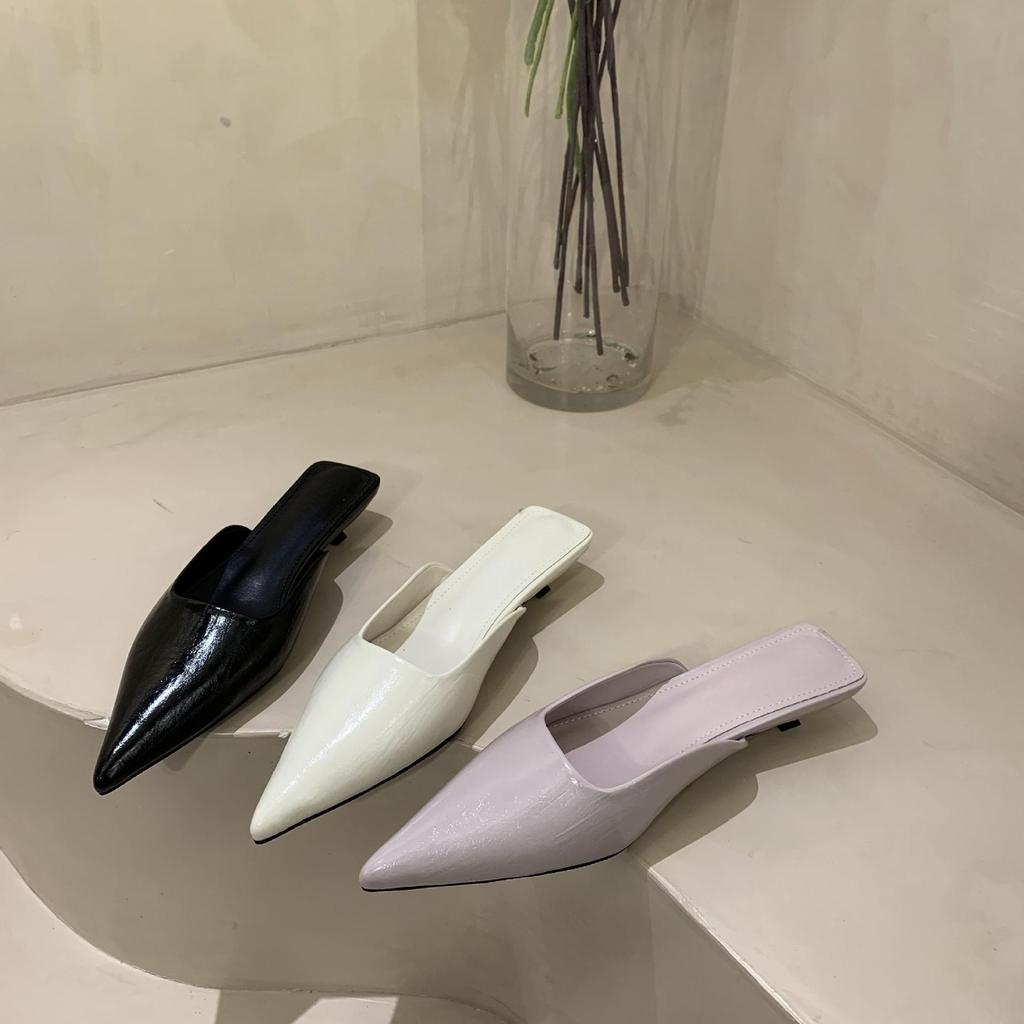 Baotou half slippers women wear pointed high heels thick heels cool slippers women's new summer high heels slippers