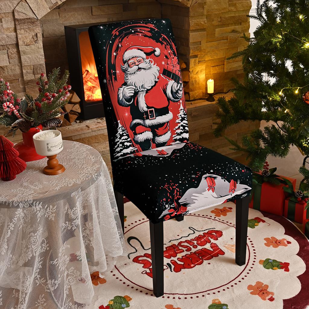 Stretch Print Christmas Chair Cover Christmas Chair Cover Decoration