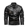 Men's Fleece-Lined PU Leather Jacket - Motorcycle Style Outerwear
