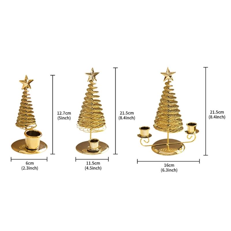3 Pack Metal Christmas Candleholder Pine Tree Shape Candelabra Seasonal Centerpieces Decors For Dining Room Fireplaces