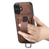 SUTENI H13 For iPhone 16 Case Litchi Texture Leather+TPU+PC Cover with Card Holder Kickstand
