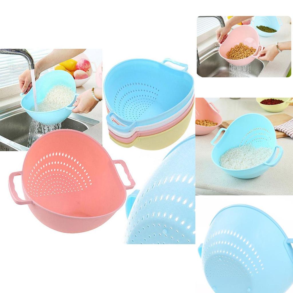 Eco-friendly Food Grade Plastic Rice Washer And Strainer Basket In Pink