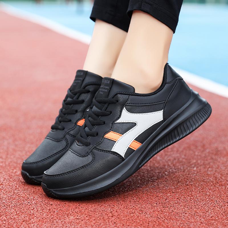 Damskie Trampki Zimowe Skórzane Trampki Damskie Buty Czarne Damskie Buty Codzienne Sznurowane Antypoślizgowe Wodoodporne Buty Sportowe Kobieta