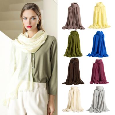 Women Scarf Shawl Solid Color Soft Fabric Scarf Thin Breathable Shawl Versatile
