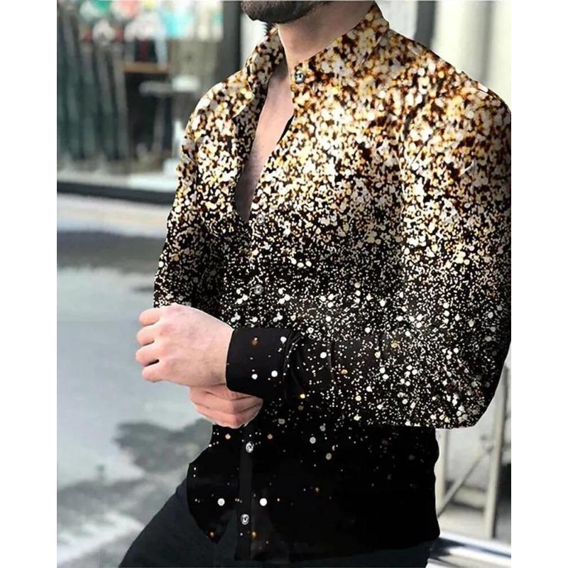 2026 Fashion Men's Prom Diamond Starry Sky Designer Luxury Cardigan Social Men's Lapel Button-up Shirt Casual Spring Autumn