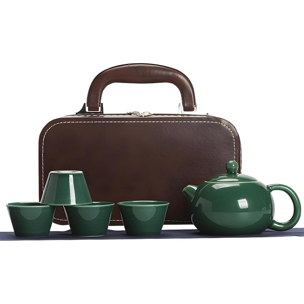 Portable Outdoor Travel Tea Set: Ge Kiln One Pot, Four Cups & Storage Bag - Perfect for Camping or Business Gifts