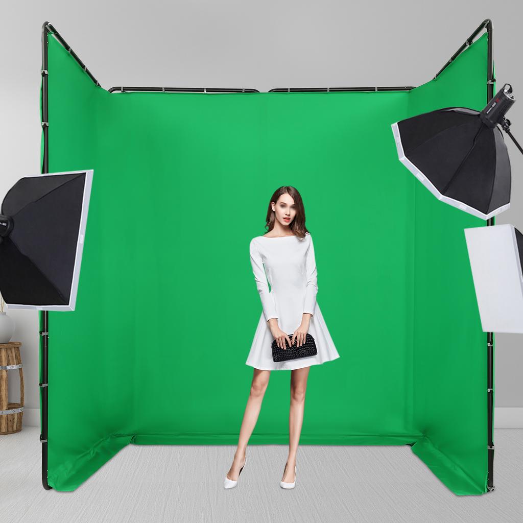 13.12x7.87ft Foldable Green Screen Background Stand - Adjustable Metal Frame for Photography and Live Streaming