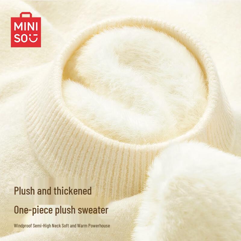 MINISO Men's Thermal Lined Mock Neck Knit Pullover