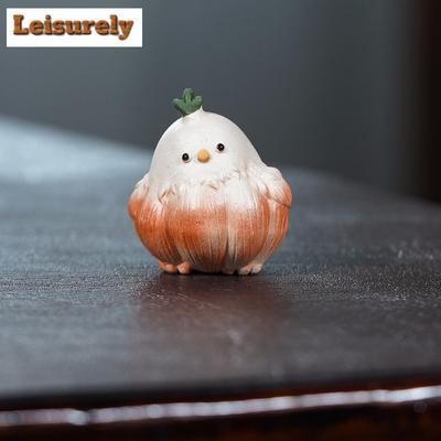 Yixing Zisha Garlic Bird Tea Pet Creative Tea Sculpture Tea Figurine Play Toys Tea Statue Ornaments Can Be Raised Decoration