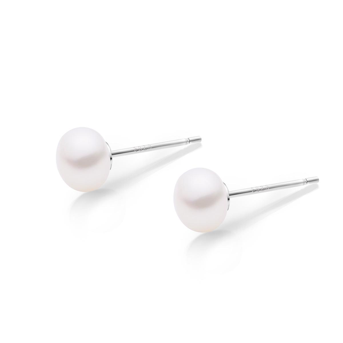 

White Moonlight Pearl Stud Earrings: S925 Sterling Silver, Simple & Elegant Niche Style for Women. 925 Silver