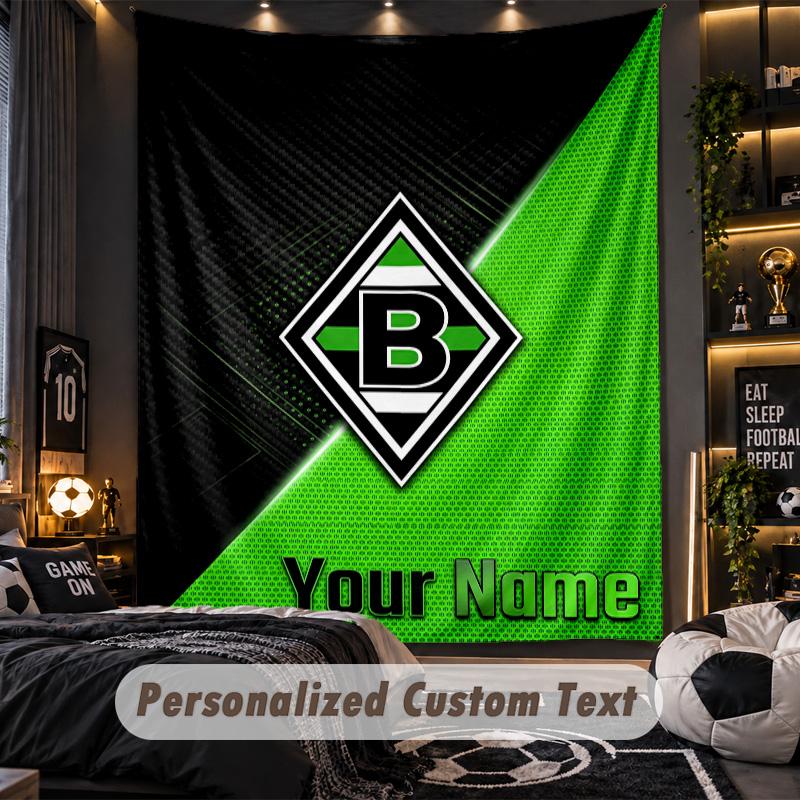 TapestryBorussia Mönchengladbach Custom Name Text Personalized Wall Hanging Tapestry Home Wall Decor