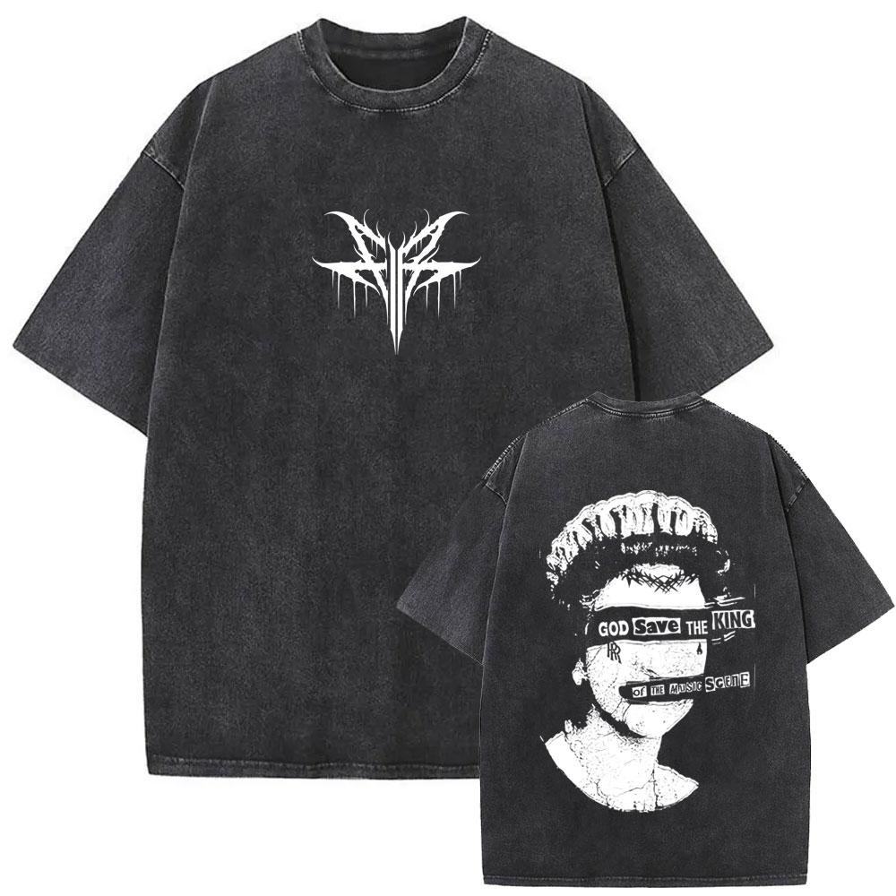 Washed Vintage Rock Band Falling In Reverse Skeleton Print Tshirt Men Women Retro Gothic Punk Tshirts Cotton Oversized T Shirt