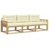 Outdoor Sofa Set with Cushions 3 Pcs White and Cream Polyester
