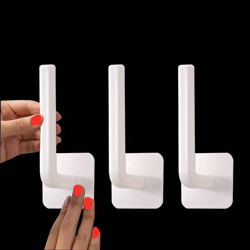2Pcs No Hole Multifunctional Hooks Lazy Rag Hangers Kitchen Wall Mounted Paper Towel Organiser