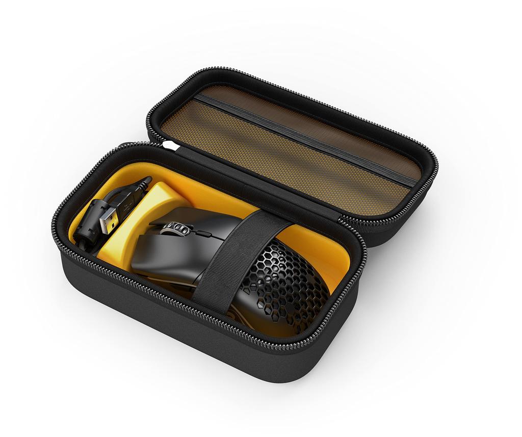 Glorious Hard Shell Mouse Case with Accessory Pocket and Adjustable Wedge for Gaming, Wired, and Wireless Mice