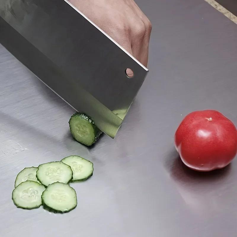 Küchen-Schneidebrett aus Edelstahl Mehrfachverwendung zum Teigkneten, Schneiden von Obst und Gemüse, Antibakteriell, Leicht zu reinigen, Rutschfest