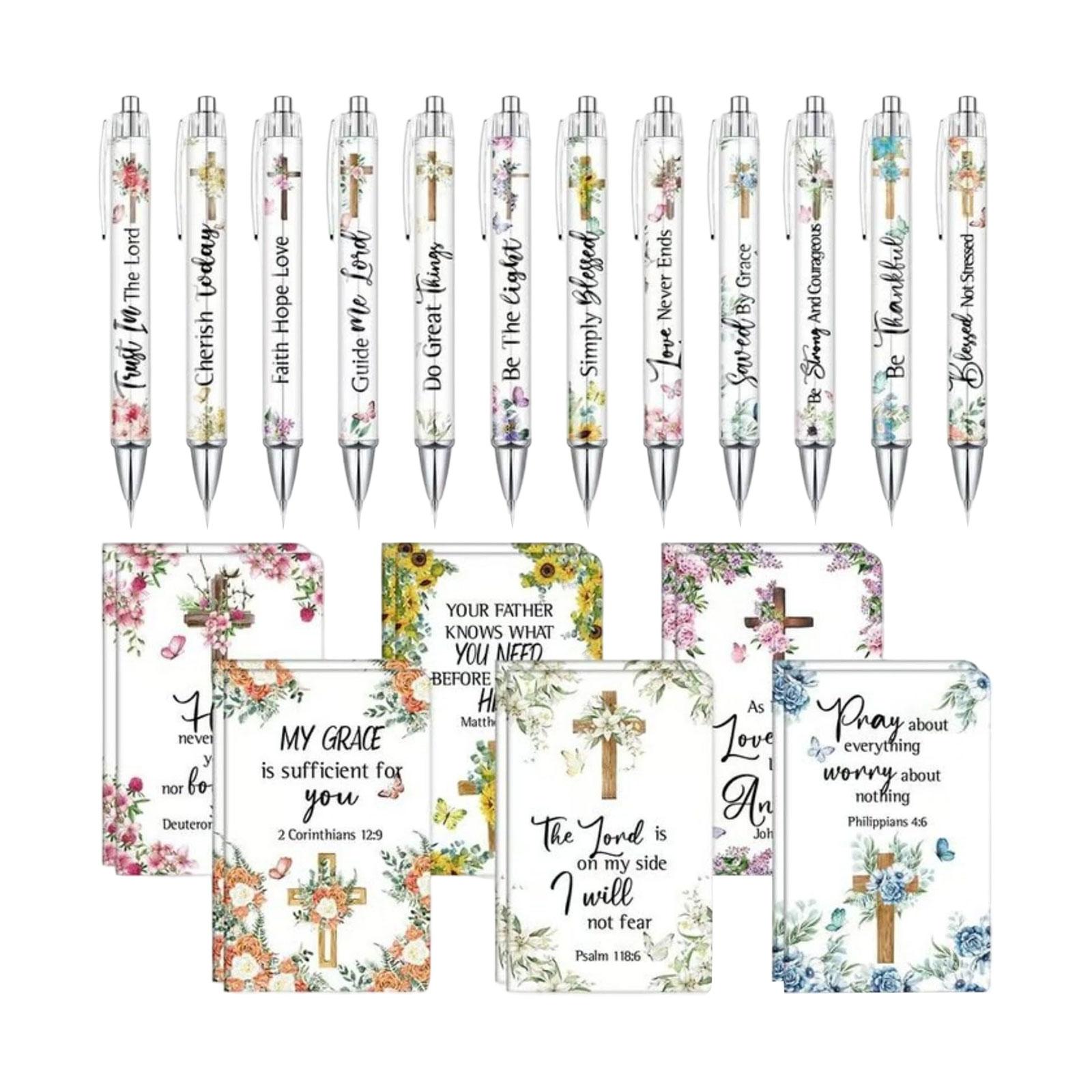 

Christmas Bible Verse Pens Notebooks Religious Scripture Ballpoint Pens Bookmarks Journal Sunday School Church Inspirational Supplies 2ml One Size