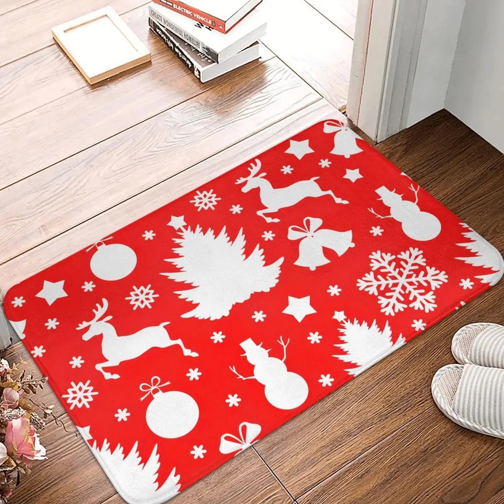 Christmas Theme Entry Mat Cartoon Reindeer Snowflake Non Slip Water Absorbent Entrance Mat Home Decoration