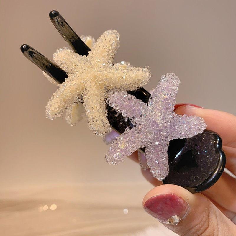 The Latest Elegant Hair Clip Crystal Starfish Crab Hair Big Hair Claw Clip Ponytail Women Hair Accessories