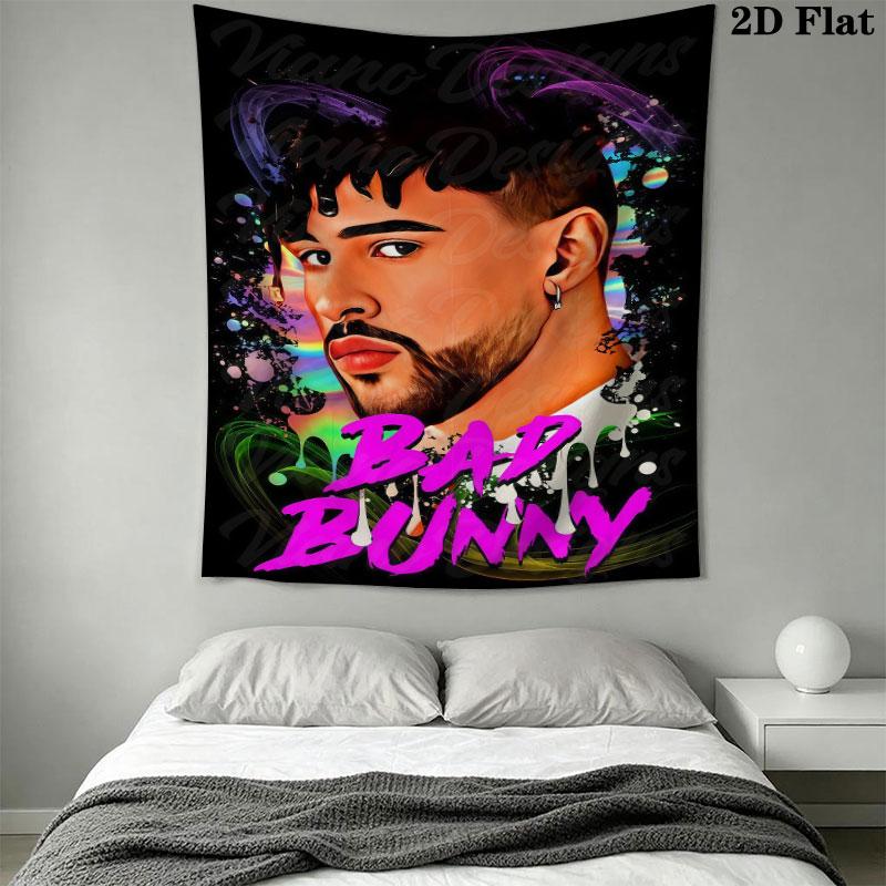 Bad Bunny Beat Wandbehang Bedruckte Stoffdecke Dekorative Wandteppiche für Schlafzimmer Wohnzimmer Heimdekoration