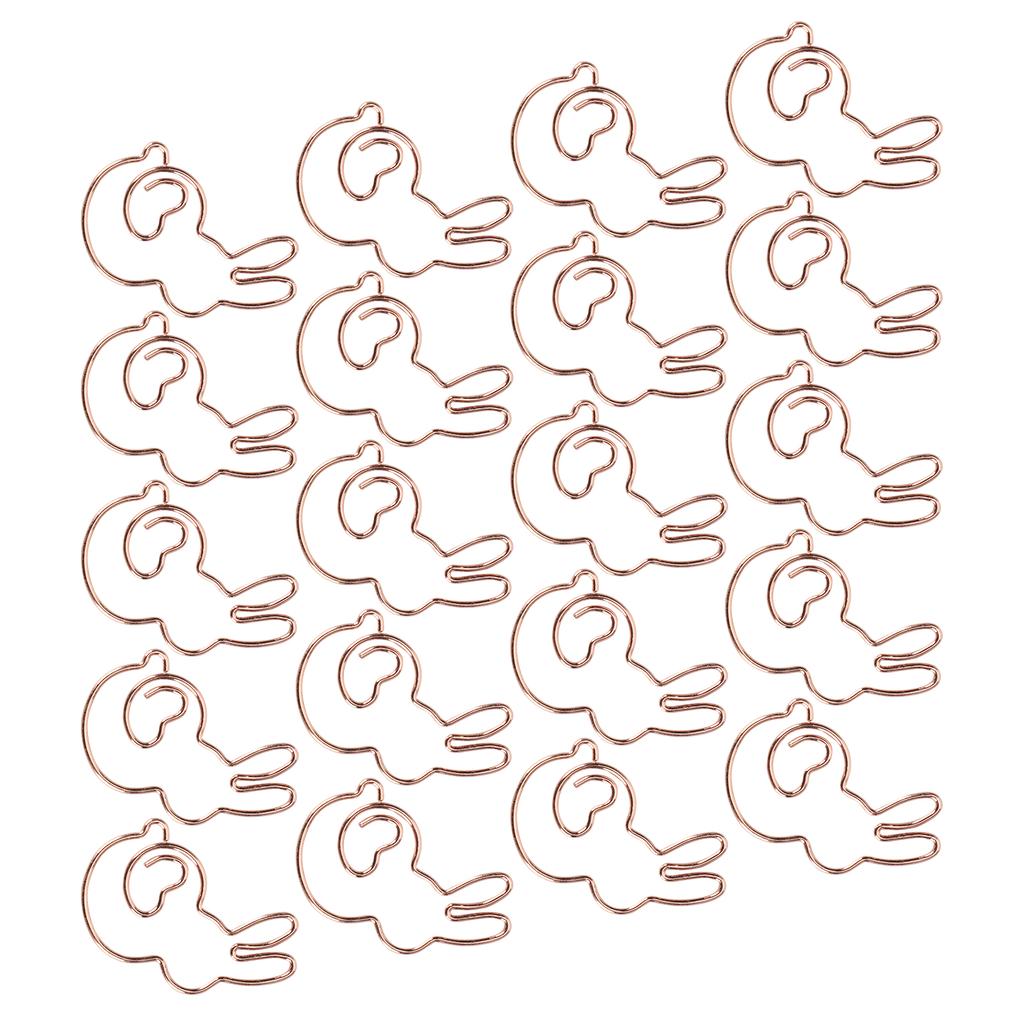 20Pcs Paper Clip Gold Rabbit Shape Animal SpecialShaped Office Document Cute Pin