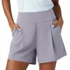 Women High Waist Pleated Athletic Yoga Shorts with Pockets Relaxed Fit Sports Casual Lounge Shorts for Workout Running Walking