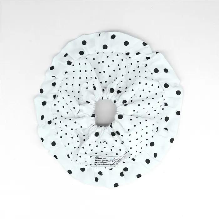 Polka Dot Ruffle Scrunchie (white)
