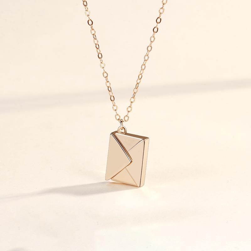 Envelope Necklace Women'S Engraving Love Letter Couple Pendant Retro Women'S Niche Sweater Chain Accessories Premium
