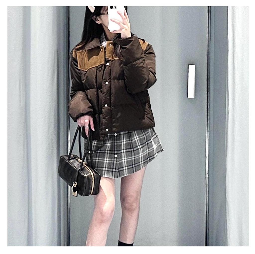 Miu Style Plaid Mini Skirt: Elastic Waist, Single-Breasted, Autumn/Winter Collection