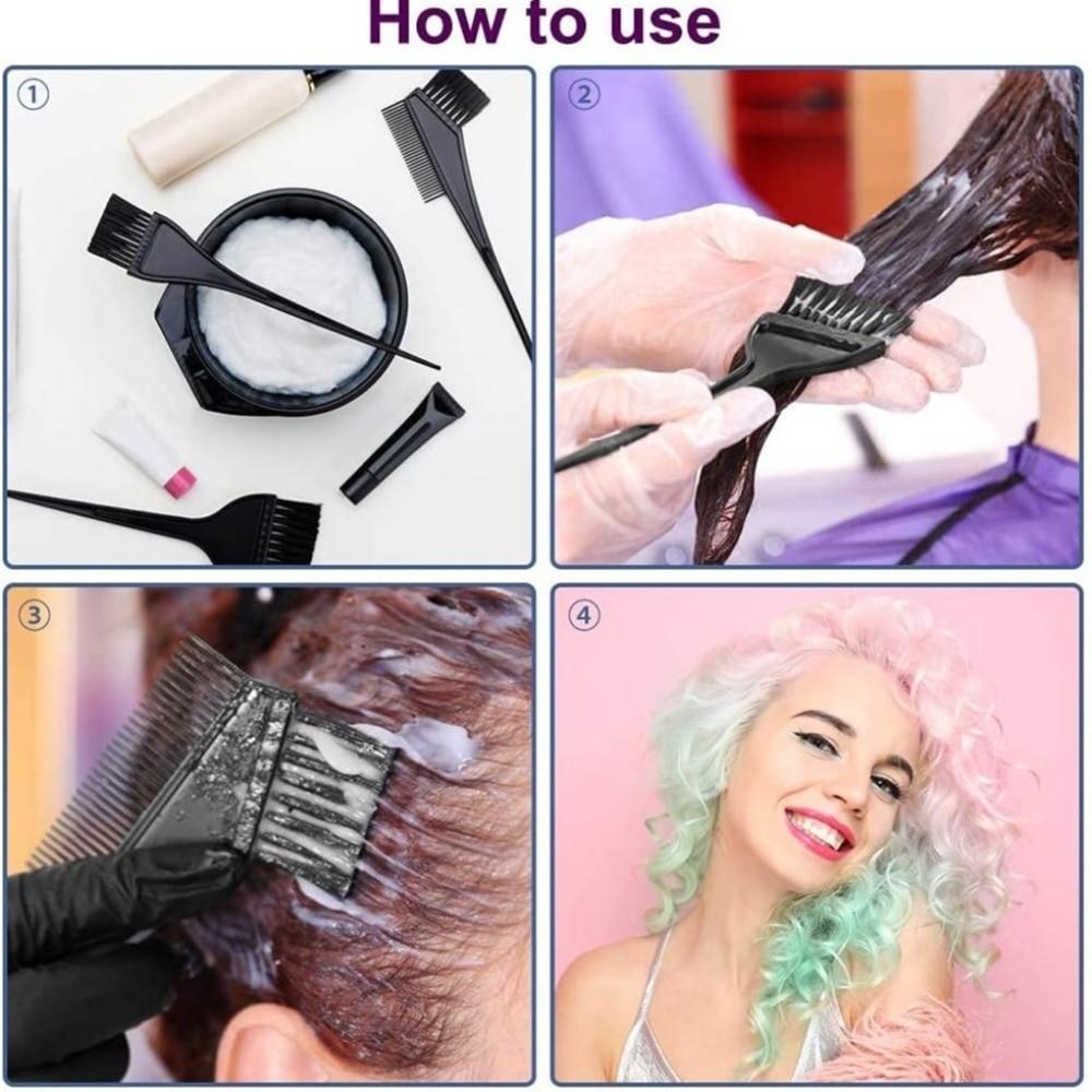 Set de 4 Piese Bol Profesional pentru Vopsea de Păr Perie de Amestecare Instrumente Profesionale pentru Vopsirea Părului Albire