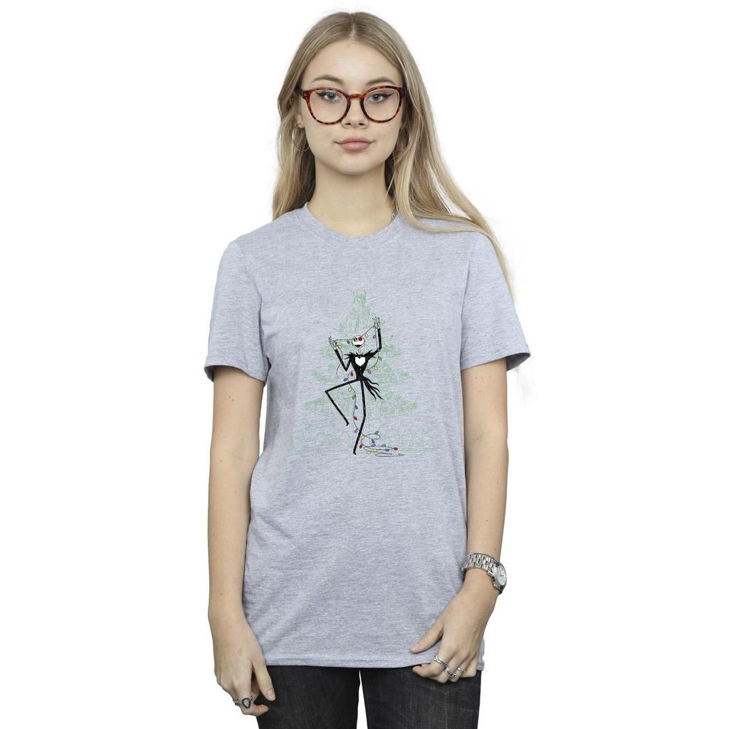 Disney Womens/Ladies The Nightmare Before Christmas Tree Green Cotton Boyfriend T-Shirt