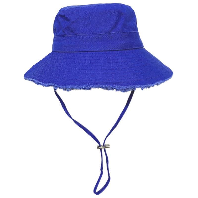 Frayed Edge Cotton Bucket Hat: Summer Sun Protection for Outdoor Travel and Shopping