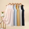 Summer Women's Yunjin Cotton Solid Color Sleeveless Cami Tank Dress Loose Fit Casual Home Nightgown Fashion Daily Outdoor Loungewear Dress