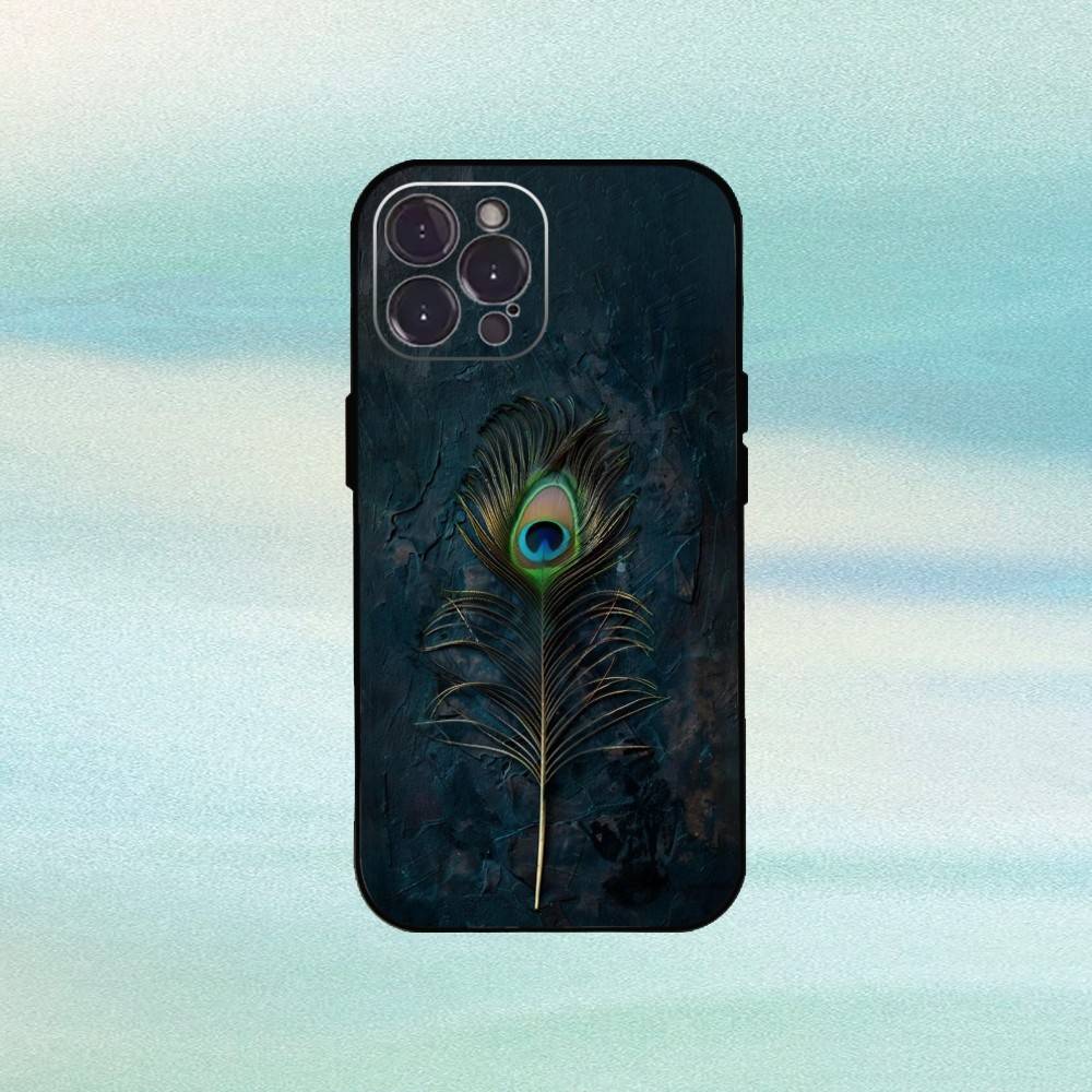 Pfauen Handyhülle Für iPhone17,16,15,14,13,12Plus,Pro Max,XS,5G Weiches Silikon Schwarze Hülle