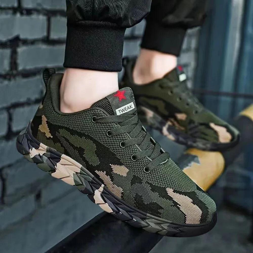 Modische Sportschuhe Herren Rutschfest Verschleißfest Atmungsaktiv Leicht Outdoor-Sportarten Camouflage Flache Sohle Laufschuhe