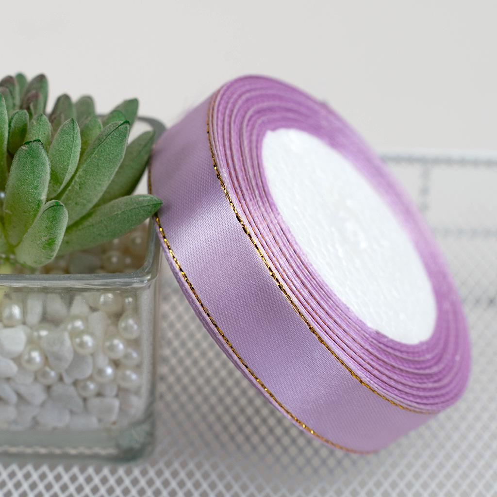 2cm Double Gold-Edged Satin Ribbon for DIY Flower Wrapping, Gift Box, and Bow Crafting