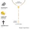 Rosary Pearls Beaded Cross Necklaces for Women, Virgin Mary Necklace, Non Tarnish Catholic Y Chain Crucifix Necklace Pendant