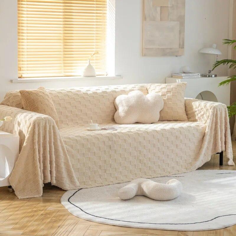 Culoare Solidă Jacquard Catifea Secțională Husă de Sofa Iarnă Super Moale Pluș Husă de Sofa Gros Non-alunecare Huse de Canapea pentru Camera de Zi